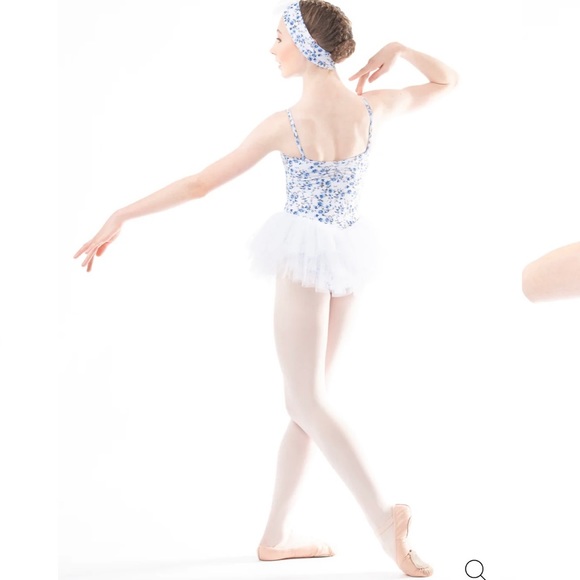 Danse de Paris FLORETTE TUTU WHITE with hair blossom, blue floral child Large - Picture 6 of 14